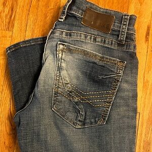 BKE Men's Faded Blue Bootcut Jeans